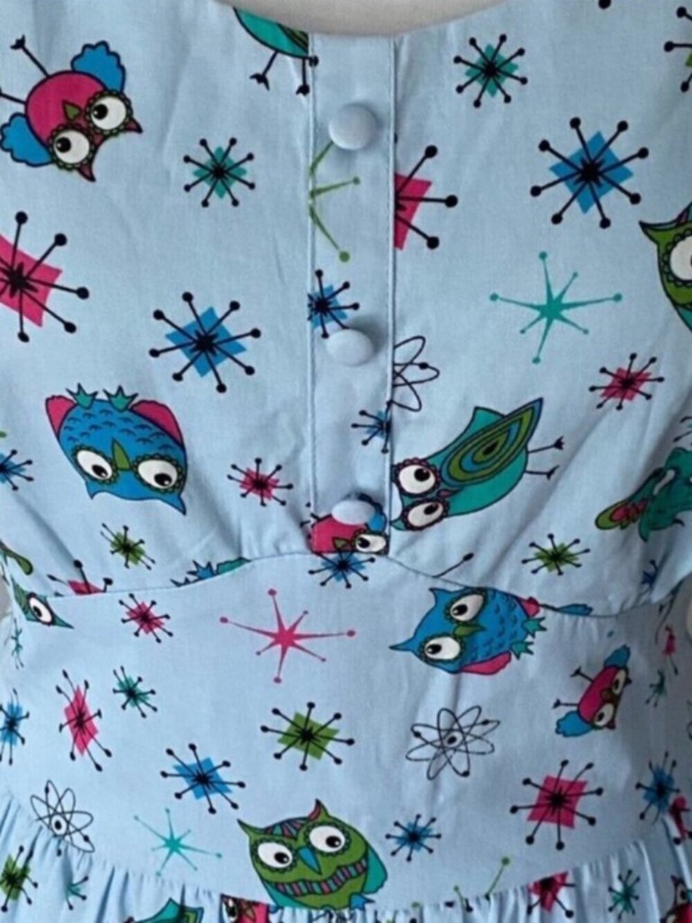 Lindy Bop UK Plus Size Dress Cotton 14 Atomic Owls 40s Pinup Art to wear Cruise